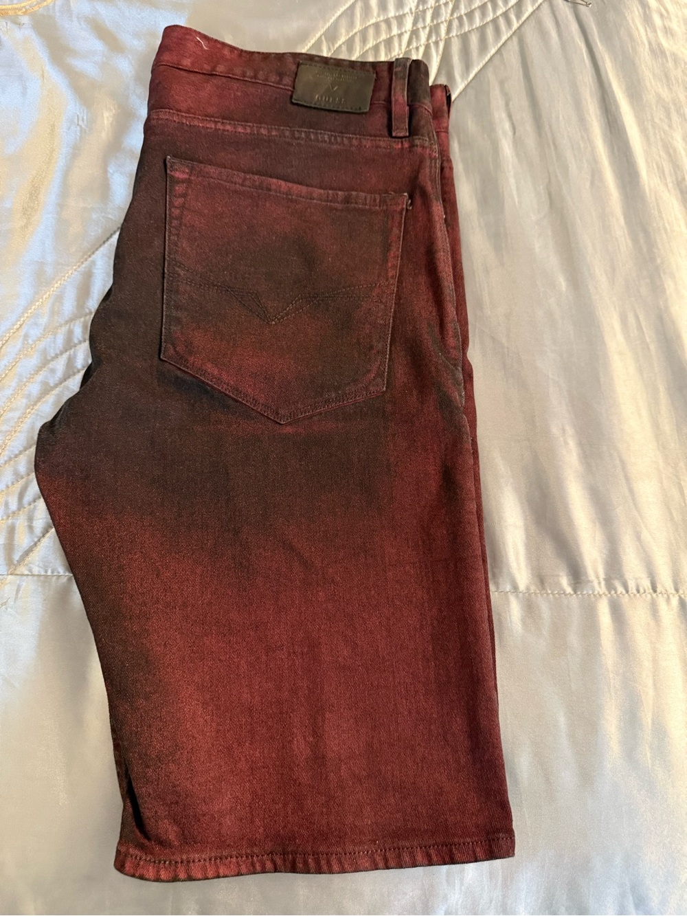 Guess Men's Ombre Burgundy Denim Shorts